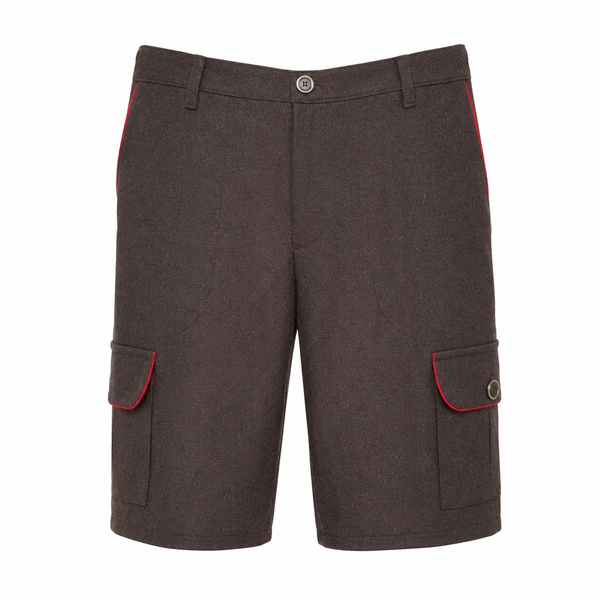 Ranger-Shorts (Braun + rote Paspelierung)